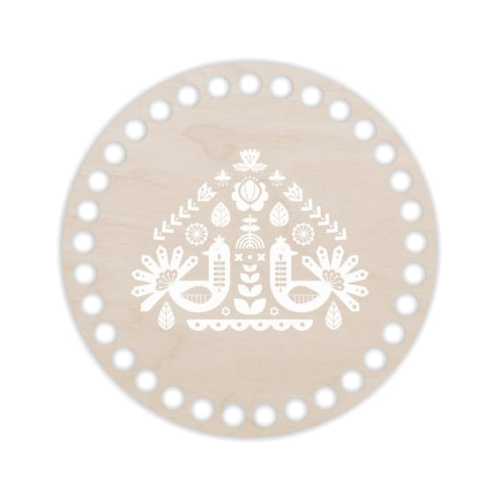 BSZ34-UV Baza koszyka - nadruk koło 15cm - Folk biały
