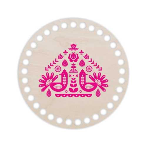 BSZ35-UV Baza koszyka - nadruk koło 15cm - Folk róż