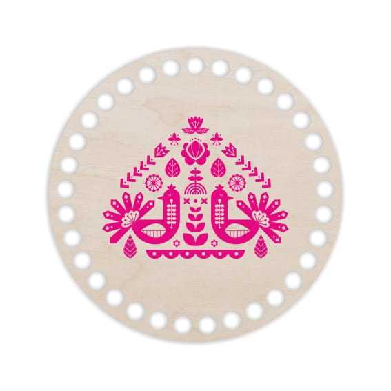 BSZ35-UV Baza koszyka - nadruk koło 15cm - Folk róż