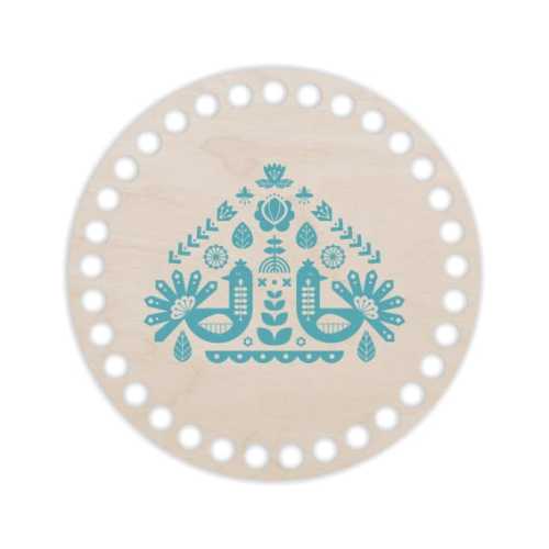 BSZ36-UV Baza koszyka - nadruk koło 15cm - Folk turkus