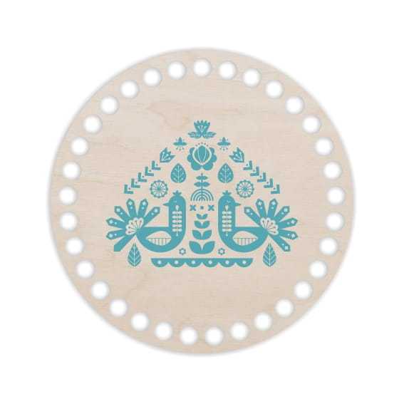 BSZ36-UV Baza koszyka - nadruk koło 15cm - Folk turkus