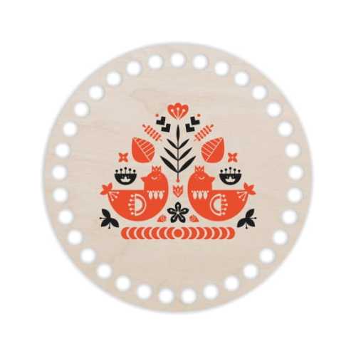 BSZ37-UV Baza koszyka - nadruk koło 15cm - Folk 2 - czarny i czerwony