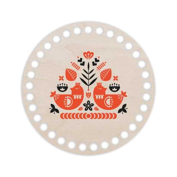 BSZ37-UV Baza koszyka - nadruk koło 15cm - Folk 2 - czarny i czerwony