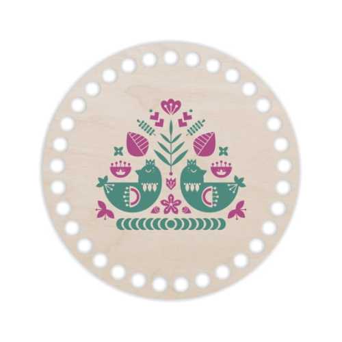 BSZ38-UV Baza koszyka - nadruk koło 15cm - Folk 2 - zieleń i fiolet