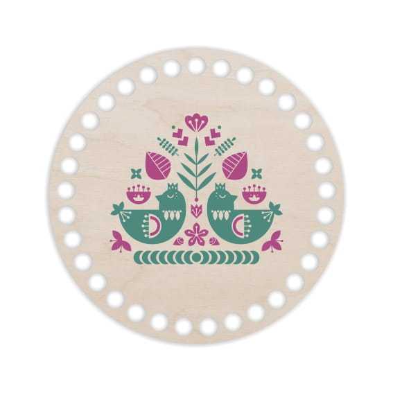 BSZ38-UV Baza koszyka - nadruk koło 15cm - Folk 2 - zieleń i fiolet
