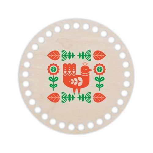 BSZ41-UV Baza koszyka - nadruk koło 15cm - Folk 3 - czerwien i zieleń
