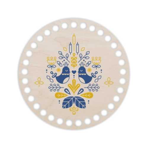BSZ43-UV Baza koszyka - nadruk koło 15cm - Folk 4 - Dwa ptaszki