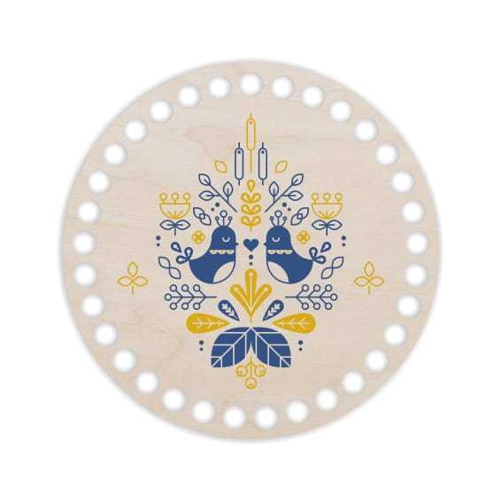 BSZ43-UV Baza koszyka - nadruk koło 15cm - Folk 4 - Dwa ptaszki