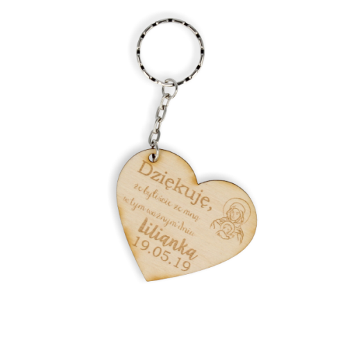 BDG07 Brelok personalizowany podziękowanie MATKA BOSKA Komunia Chrzest