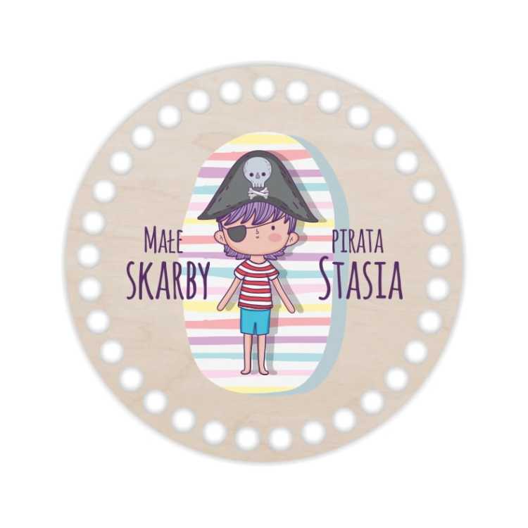 BSZ53-UV Baza koszyka - nadruk koło 15cm - Małe skarby pirata z imieniem