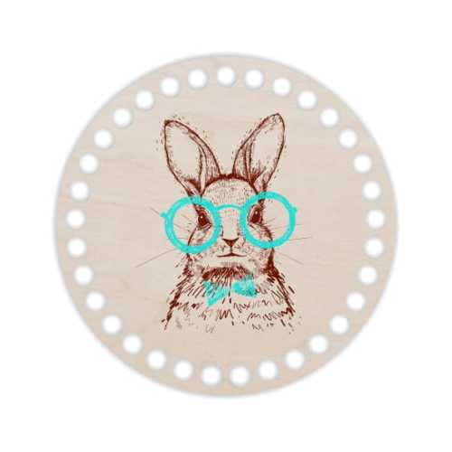 BSZ60-UV Baza koszyka - nadruk, koło 15cm - Zając hipster