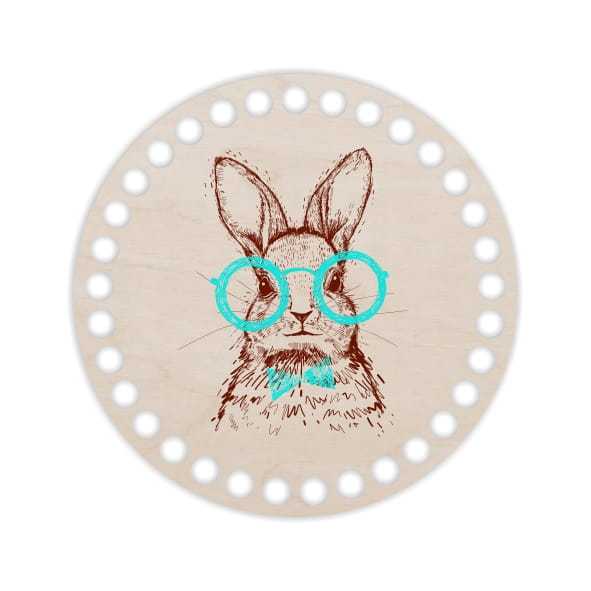 BSZ60-UV Baza koszyka - nadruk, koło 15cm - Zając hipster