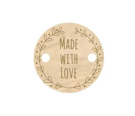 SD624E Metka drewniana Made with Love - 2 sztuki