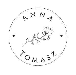 STE232 Stempel ślubny personalizowany z kwiatem