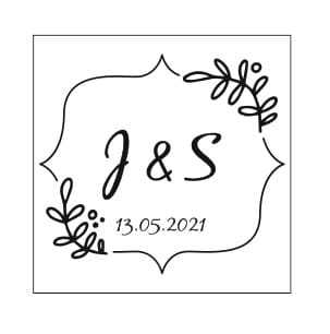 STE236 Stempel ślubny kwadratowy personalizowany z ramką