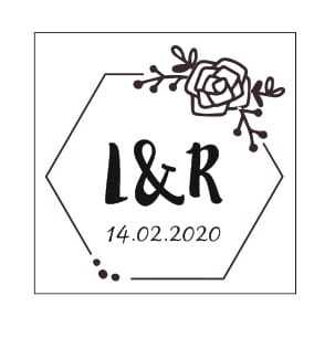 STE237 Stempel ślubny kwadratowy geometryczny, inicjały