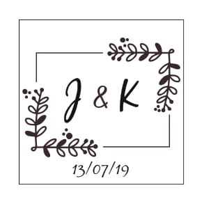STE238 Stempel ślubny kwadratowy prosta ramka, inicjały