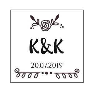 STE239 Stempel ślubny kwadratowy personalizowany gałązki