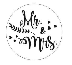 STE242 Stempel ślubny Mr&Mrs z gałązkami i sercami