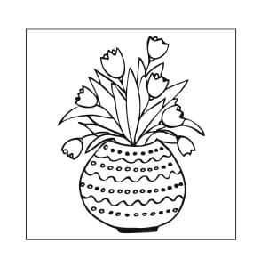 STE246 Stempel kwadratowy wazon z kwiatami