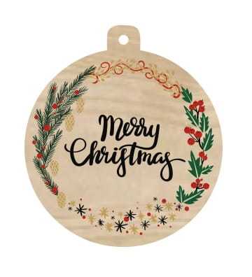 D613-UV Bombka z nadrukiem wianek Merry Christmas