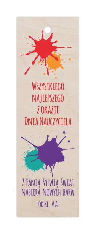 ZD43N Zakładka z nadrukiem UV - Dla nauczycielki plastyki - personalizowana