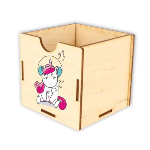 ASZ030 UV Organizer/pojemnik na biurko mały - Jednorożec z słuchawkami