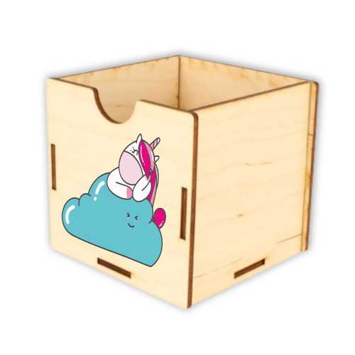 ASZ031 UV Organizer/pojemnik na biurko mały - Jednorożec na chmurce