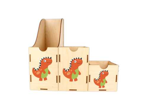 ASZ036 UV Organizer/pojemniki na biurko zestaw - Pomarańczowy dinozaur