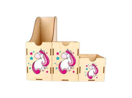 ASZ037 UV Organizer/pojemniki na biurko zestaw - Jednorożec