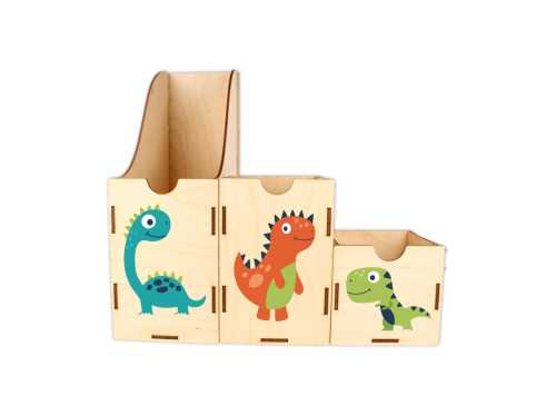 ASZ041 UV Organizer/pojemniki na biurko zestaw - Wesołe dinozaury