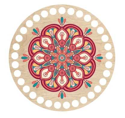 BSZ130-UV Baza koszyka - nadruk, koło 15cm - mandala czerwienie