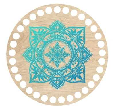BSZ131-UV Baza koszyka - nadruk, koło 15cm - mandala turkus