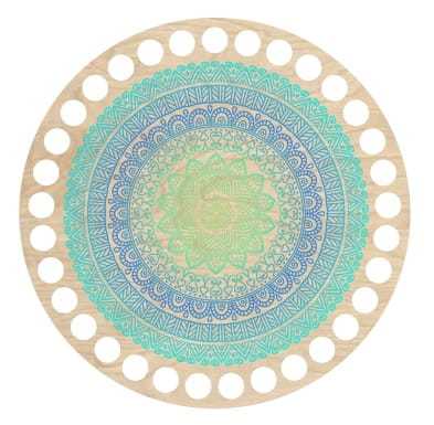 BSZ133-UV Baza koszyka - nadruk, koło 15cm - mandala zielenie