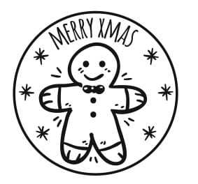 STE271 Stempel Merry Xmas z piernikowym ludkiem
