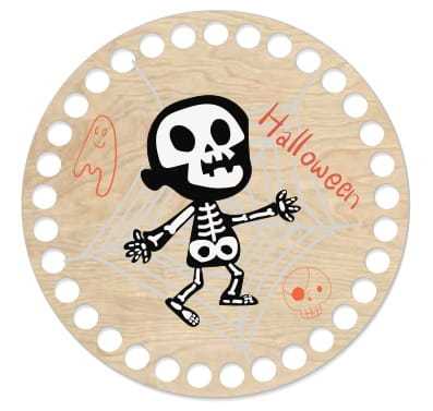 BSZ142-UV Baza koszyka - nadruk, koło 15cm - kościotrup HALLOWEEN
