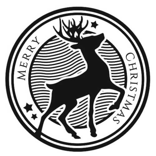 STE282 Stempel okrągły z reniferem DUŻY