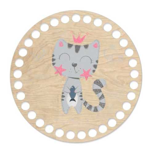 BSZ170-UV Baza koszyka - nadruk, koło 15cm - kotek w koronie