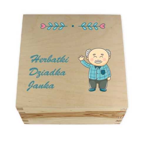 PD03-UV Pudełko drewniane, herbaciarka dla Dziadka