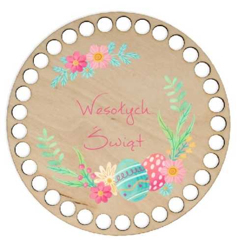 BSZ189-UV Baza koszyka - nadruk, koło 15cm - Wielkanoc, Wesołych Świąt