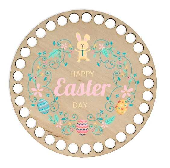 BSZ190-UV Baza koszyka - nadruk, koło 15cm - wielkanocny wianek, Easter