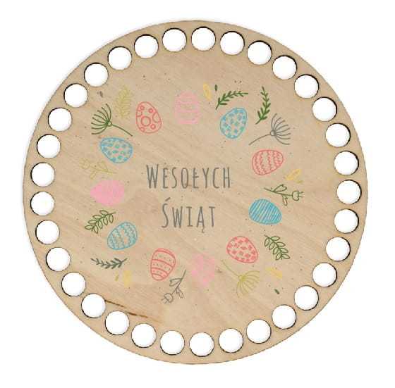 BSZ191-UV Baza koszyka - nadruk, koło 15cm - wielkanocny wianek z pisanek