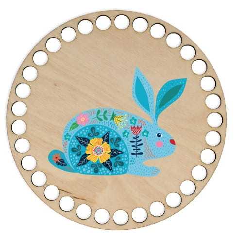 BSZ213-UV Baza koszyka - nadruk, koło 15cm - zając folk