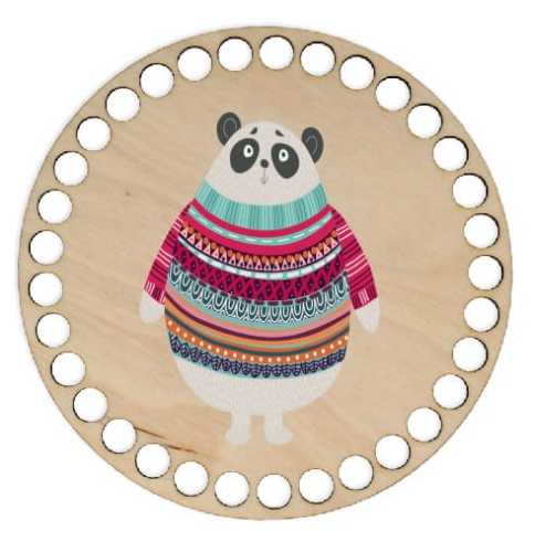 BSZ214-UV Baza koszyka - nadruk, koło 15cm - panda folk