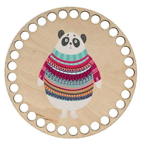 BSZ214-UV Baza koszyka - nadruk, koło 15cm - panda folk