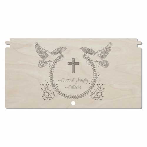 PS39 Zamykane pudełko na banknoty Chrzest z gołąbkami PERSONALIZACJA