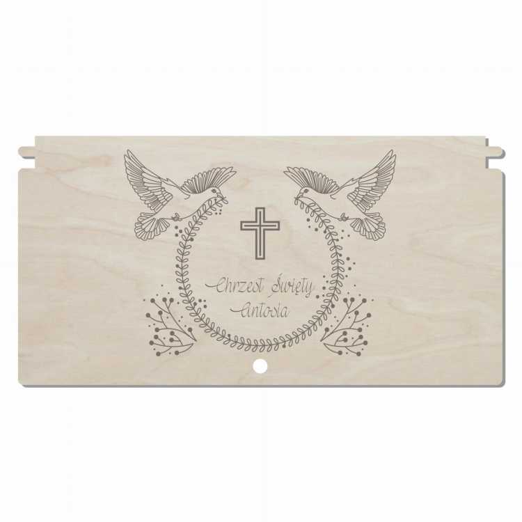 PS39 Zamykane pudełko na banknoty Chrzest z gołąbkami PERSONALIZACJA
