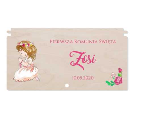 PS63-UV Zamykane pudełko na banknoty Komunia dla dziewczynki z imieniem