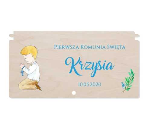 PS64-UV Zamykane pudełko na banknoty Komunia dla chłopca z imieniem