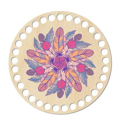 BSZ230-UV Baza koszyka - nadruk, koło 15cm - mandala z piórek